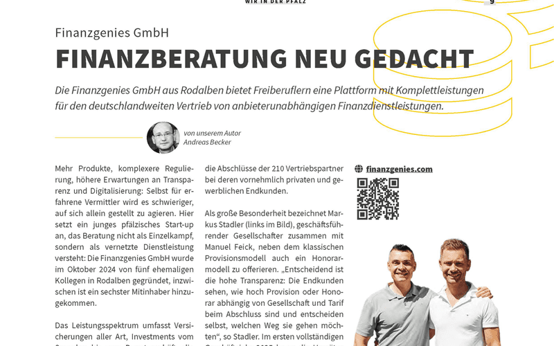 Vorschau des IHK-Pfalz-Beitrags Finanzgenies GmbH: Finanzberatung neu gedacht